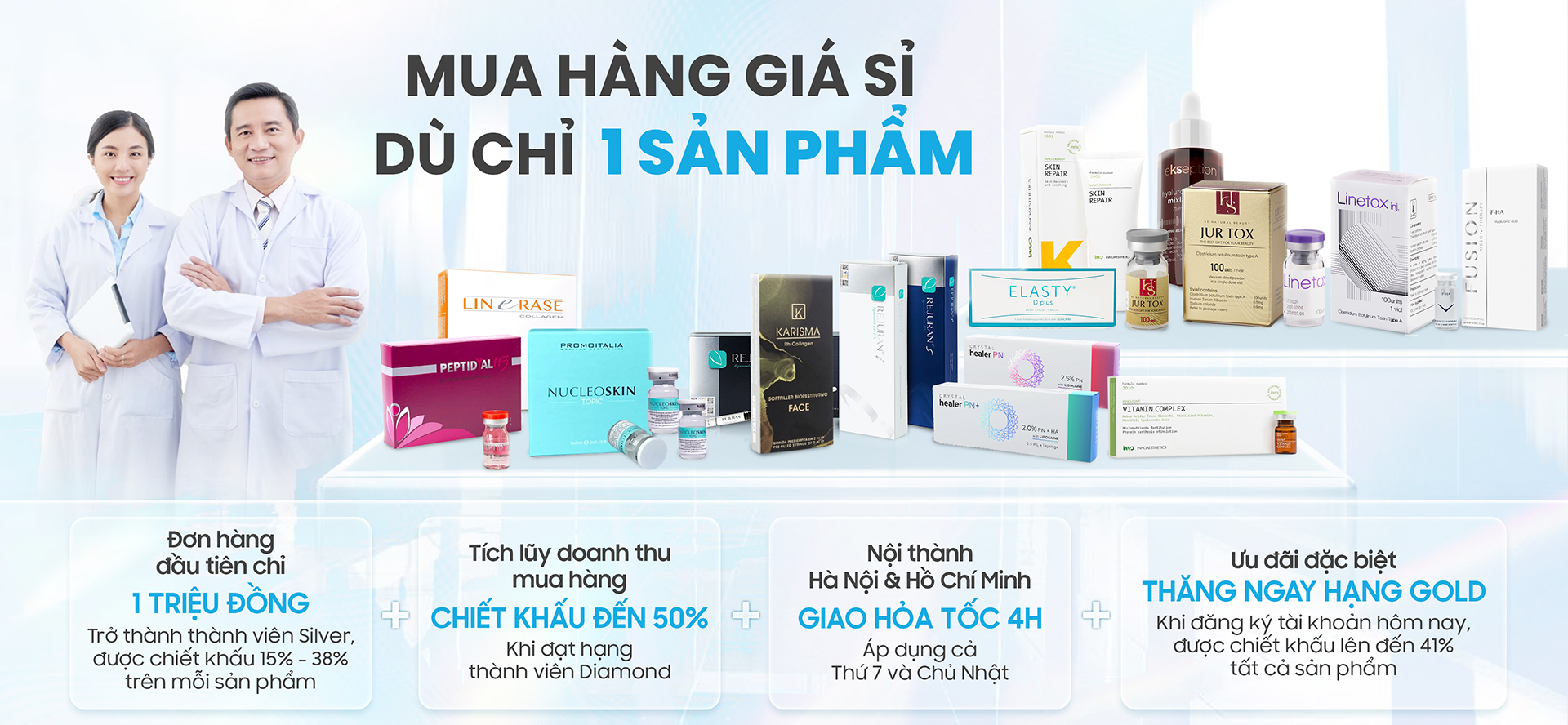 Mua hàng giá sỉ dù 1 sản phẩm, ưu đãi thăng hạng GOLD ngay khi đăng ký